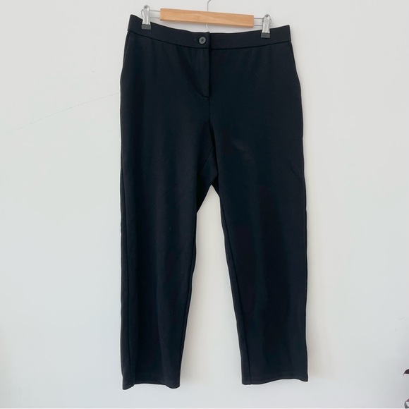 Eileen Fisher Lyocell Elastane Blend Trousers Pants Black Stretch Women’s Medium - Picture 1 of 8